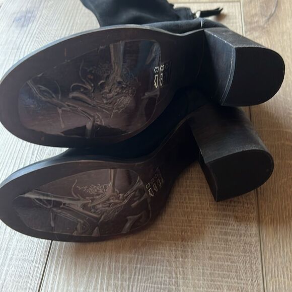 Free People Ellie Block Heel Boot Black Suede US 7 - Picture 6 of 14